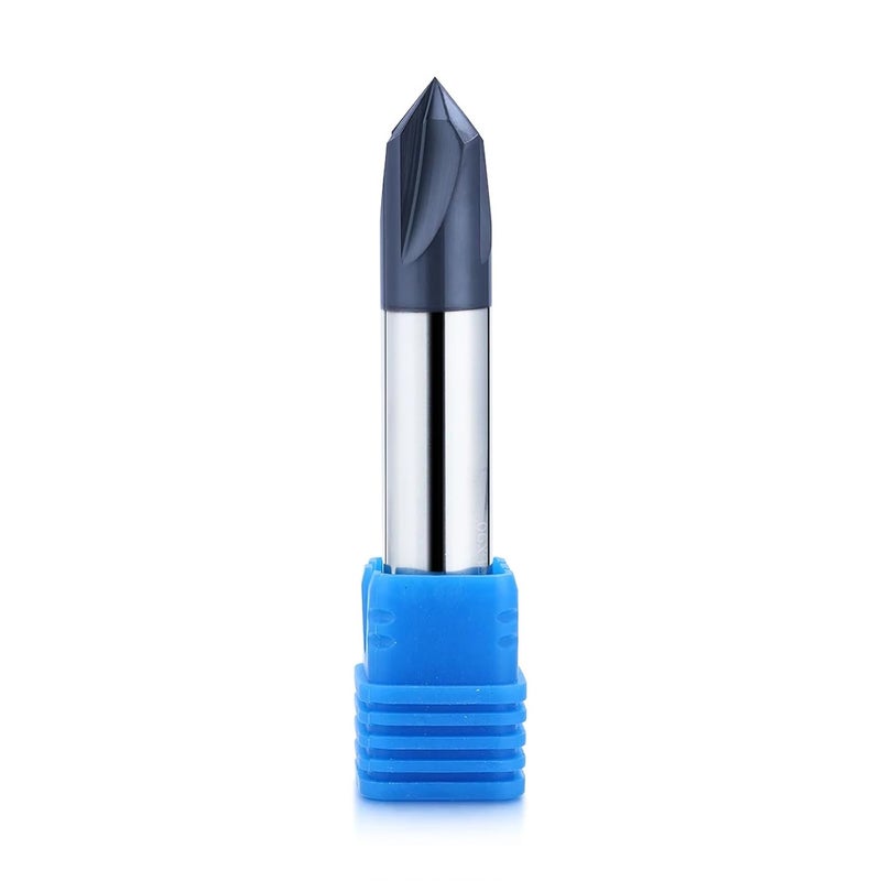 JIANXING 1/2” Carbide Chamfer End Mill, 90 Degree, Carving Bits, V Groove, 4 Flute AlTiN Coating for Alloy Steels, Hardened Steels - Image 1